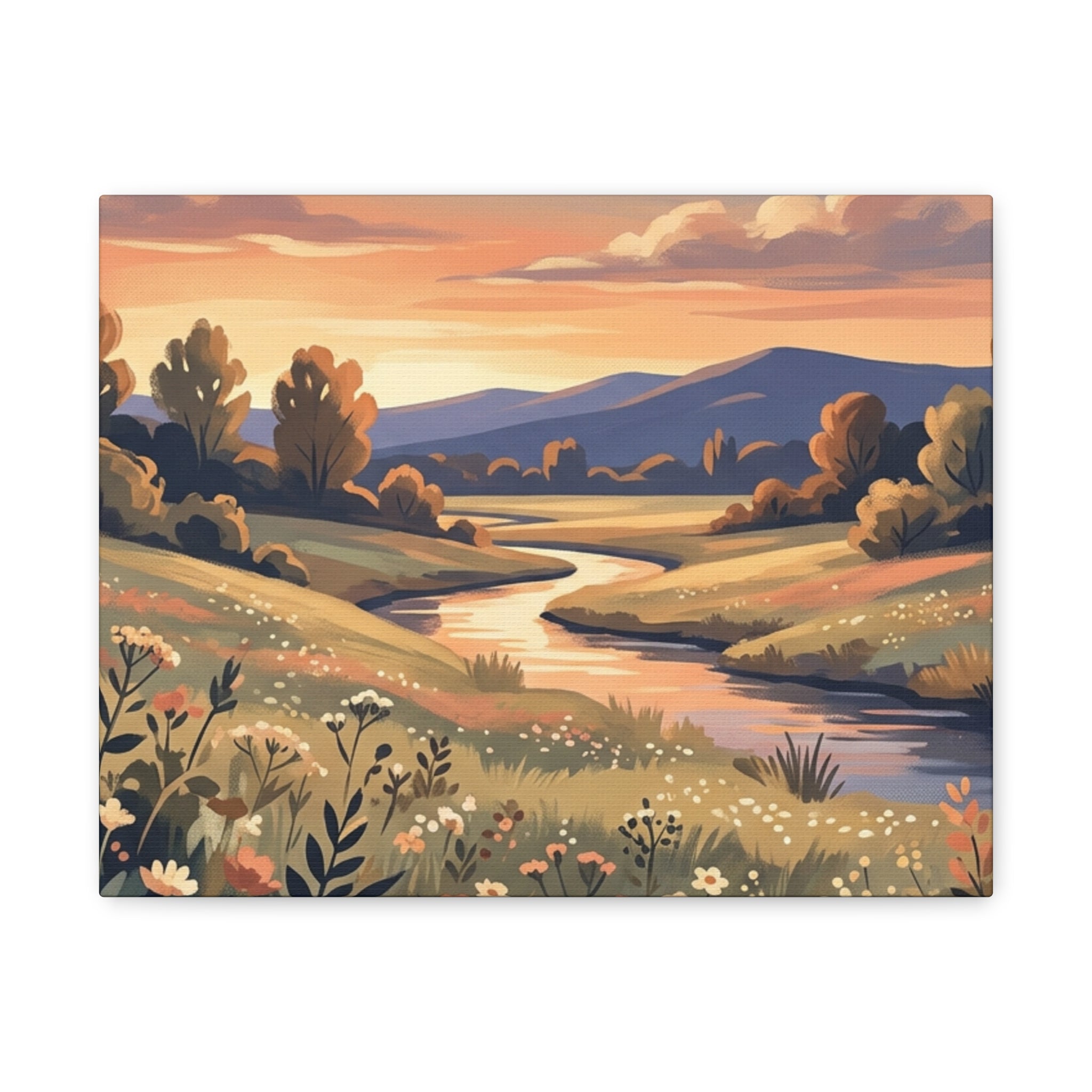 Sunset Meadow Canvas Wall Art