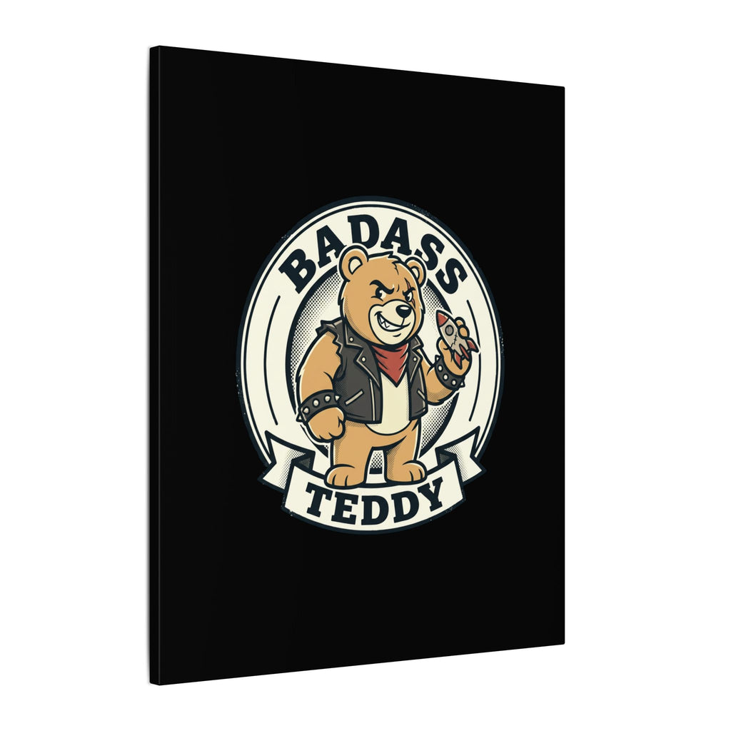 Badass Teddy Canvas Wall Art — Edgy Teddy Bear Stretched Matte Print