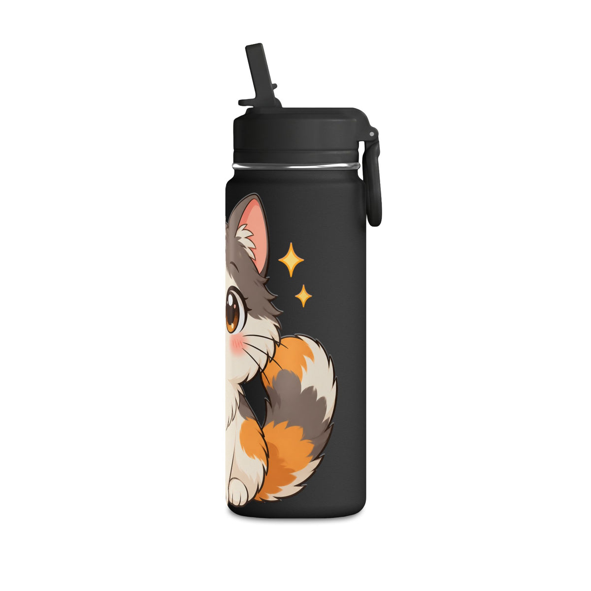 Cute Calico Cat Water Bottle, 20oz