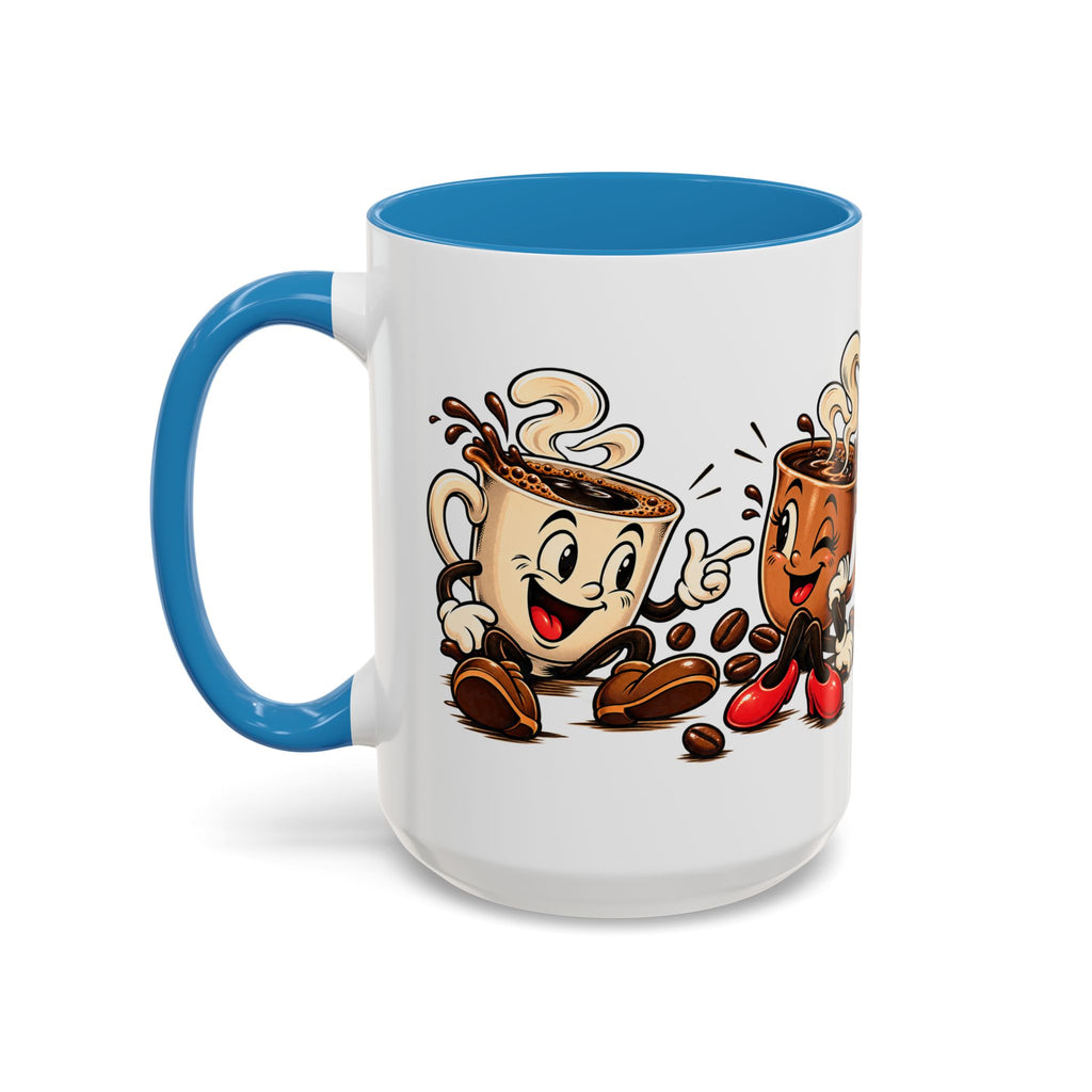 Coffee Cartoon Mug — Cute Dancing Coffee Cups Accent Mug