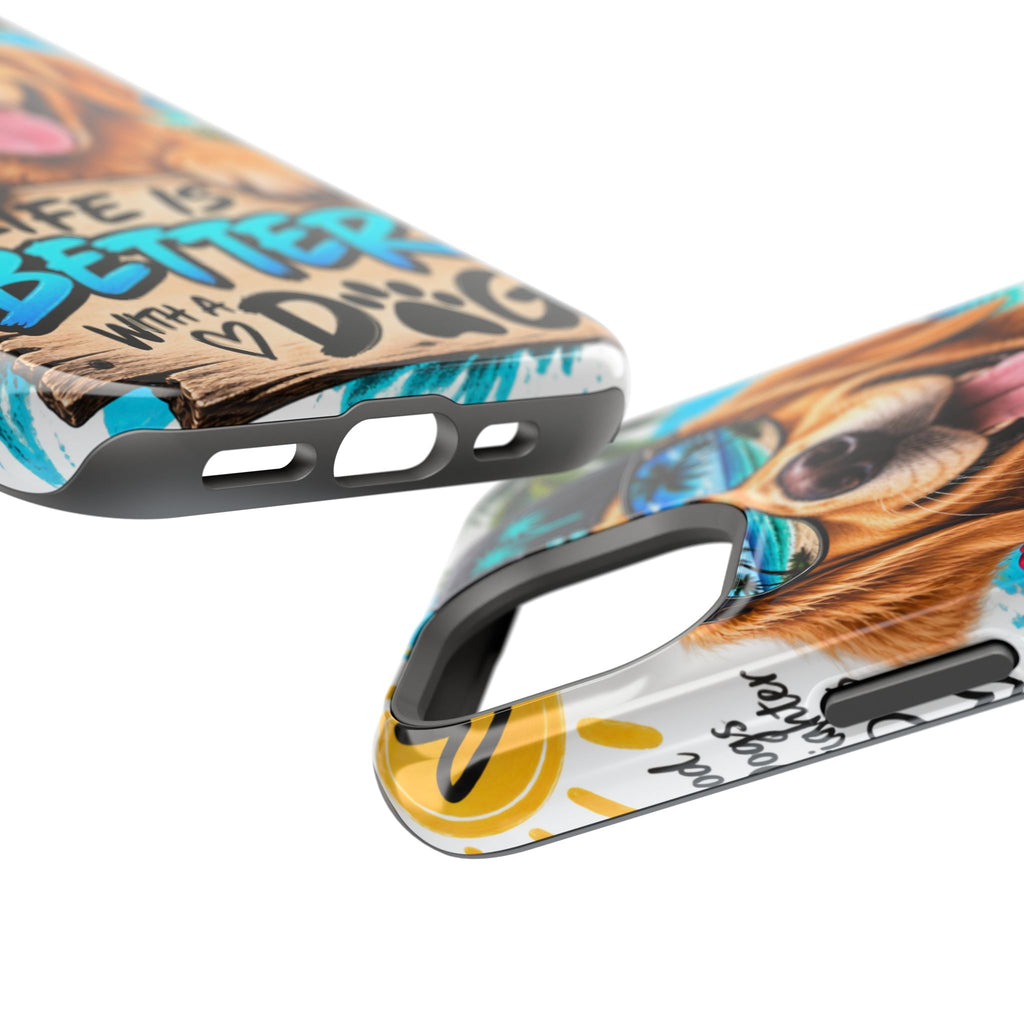Impact-Resistant Phone Case — "Life Is Better With a Dog" Tropical Dog Design