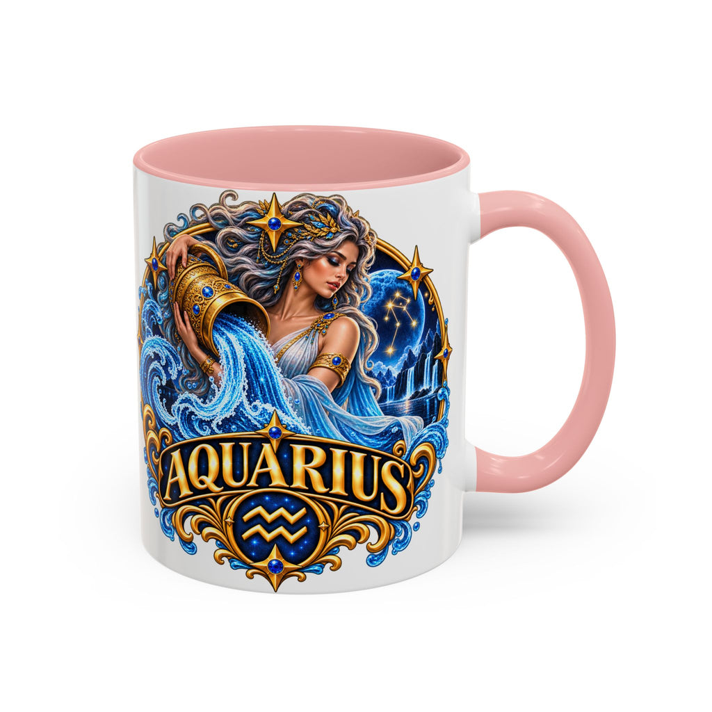 Aquarius Zodiac Coffee Mug — Illustrated Water Bearer Astrology Gift (11/15oz)