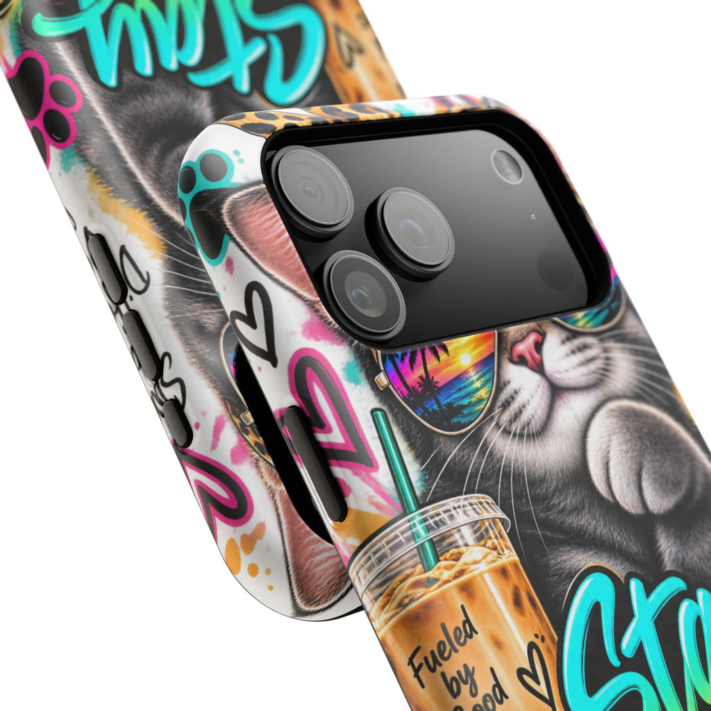 Phone Case — "Stay Pawsitive" Cat Impact-Resistant Case