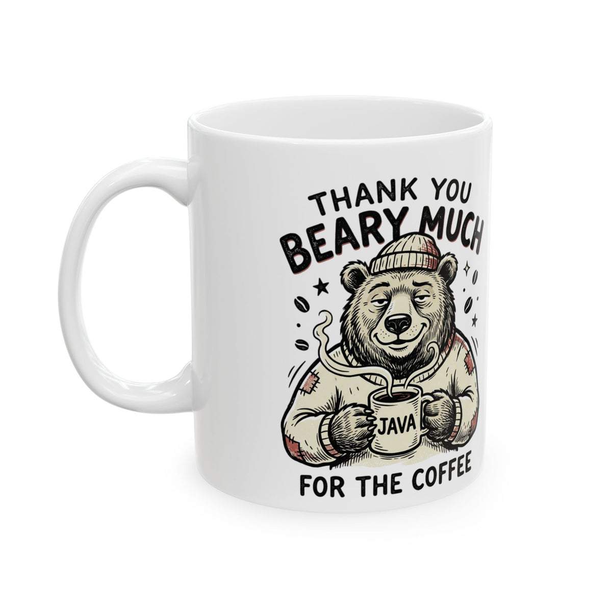 Thank You Beary Much Ceramic Mug — Cute Bear Coffee Lover Gift (11oz/15oz)