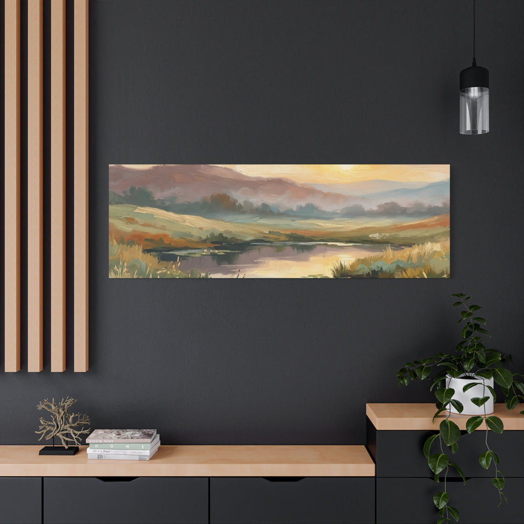 Sunset Meadow Canvas Wall Art — Stretched Matte Landscape Print