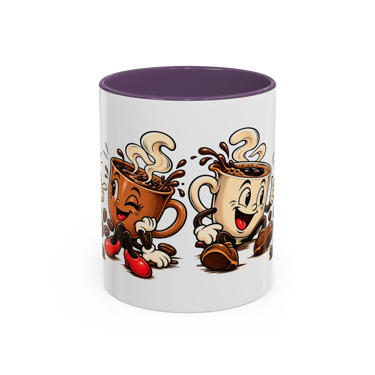 Coffee Cartoon Mug — Cute Dancing Coffee Cups Accent Mug