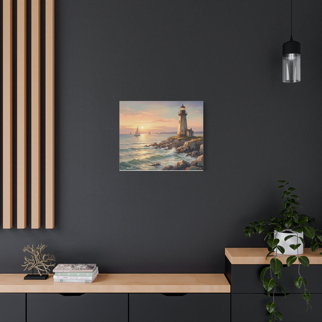 Seaside Lighthouse Sunset Canvas Print