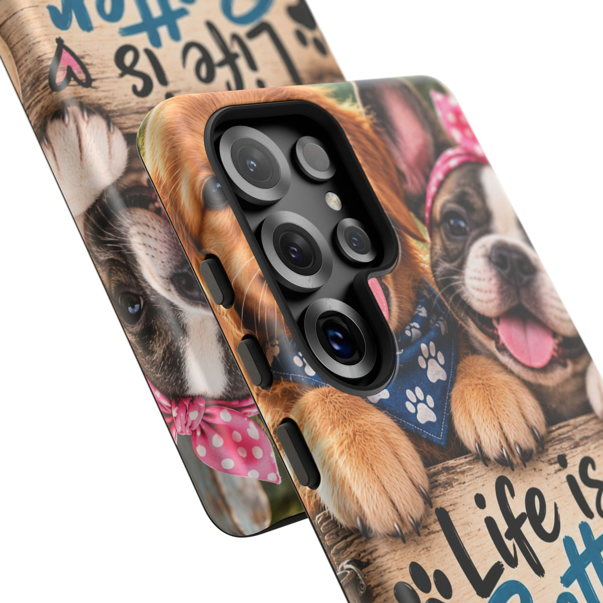 Phone Case — "Life Is Better with Dogs" Cute Pawprint Dog Lover Protective Case