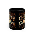 Coffee Lovers Black Mug — Retro 'Coffee' Typography with Steaming Cup (11oz & 15oz)