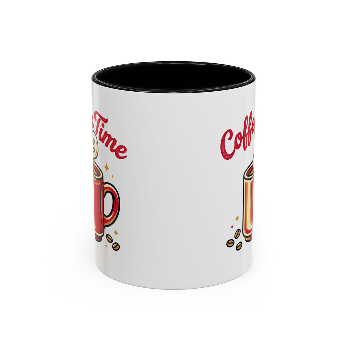 Coffee Mug - "Coffee Time" Red Accent Ceramic Mug (11/15oz)