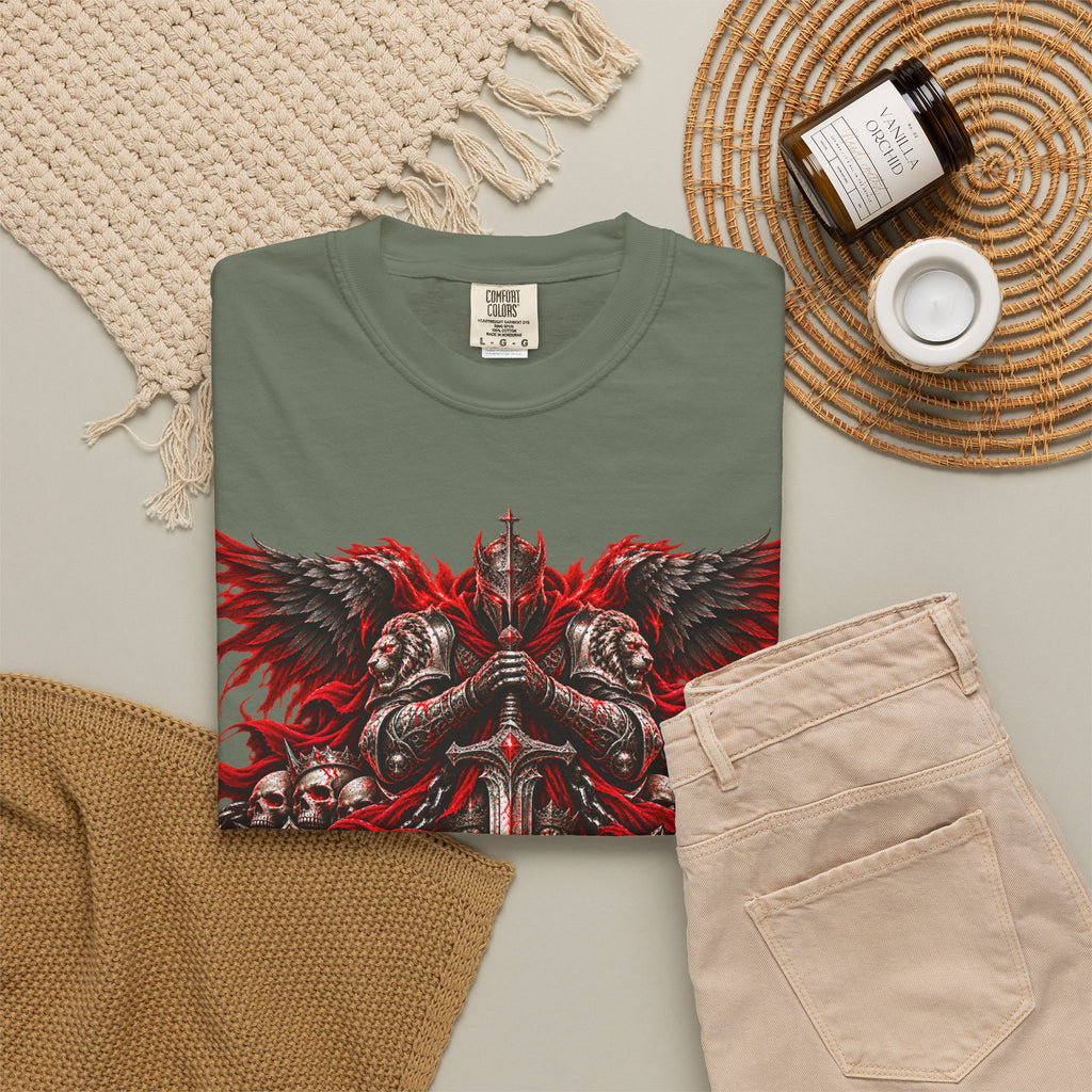 Strength Warrior T-Shirt — Gothic Skull Wings Graphic Tee