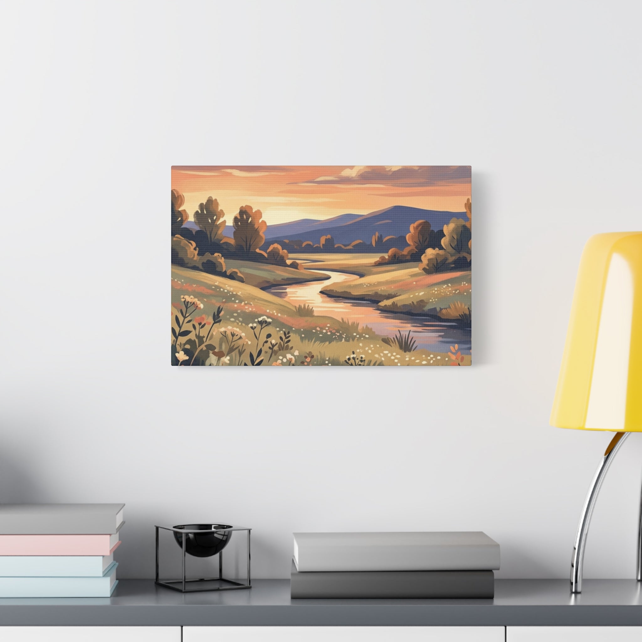 Sunset Meadow Canvas Wall Art
