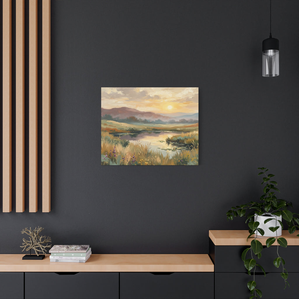 Sunset Meadow Canvas Wall Art — Stretched Matte Landscape Print