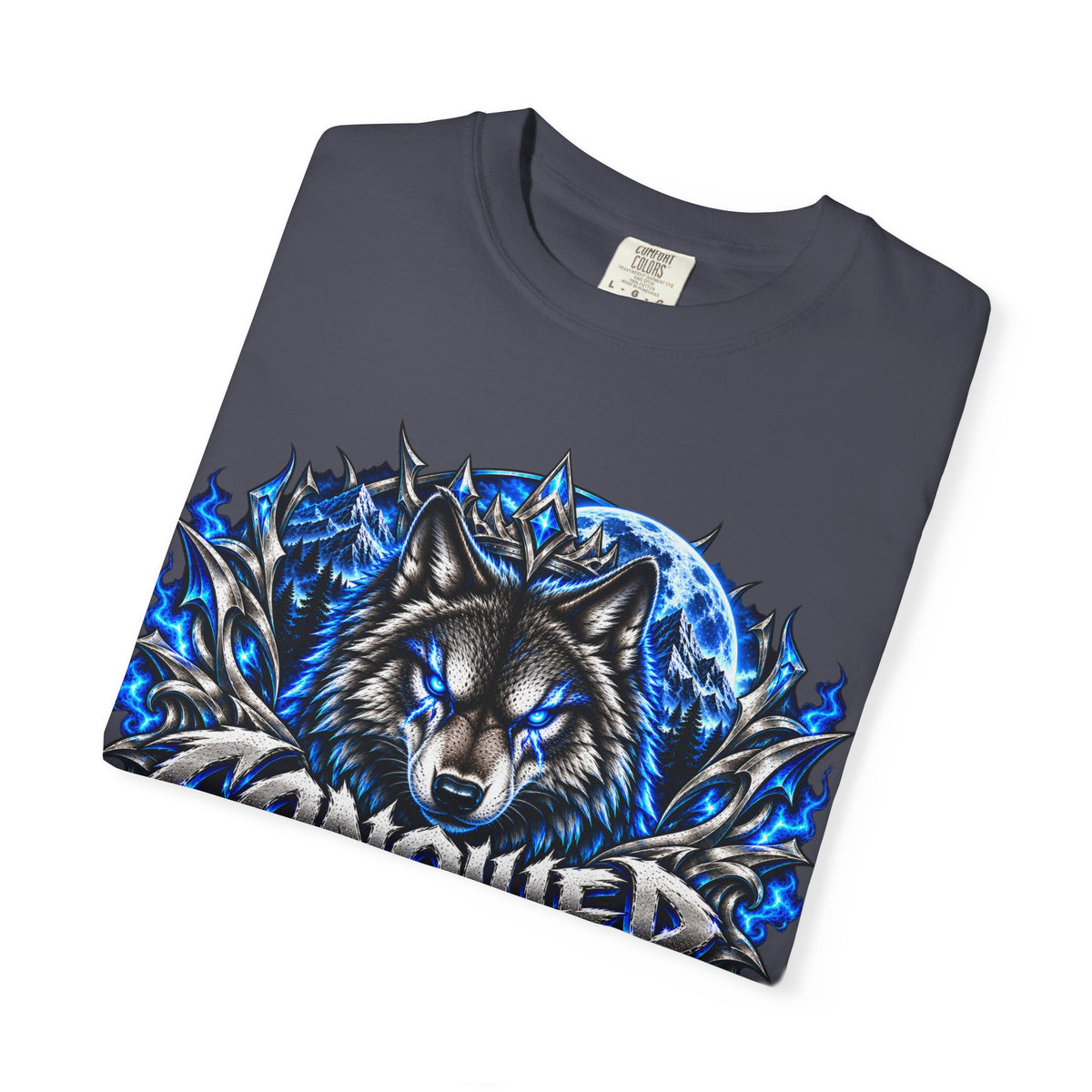 Conqueror Wolf Graphic T-Shirt — Fierce Blue Wolf Design