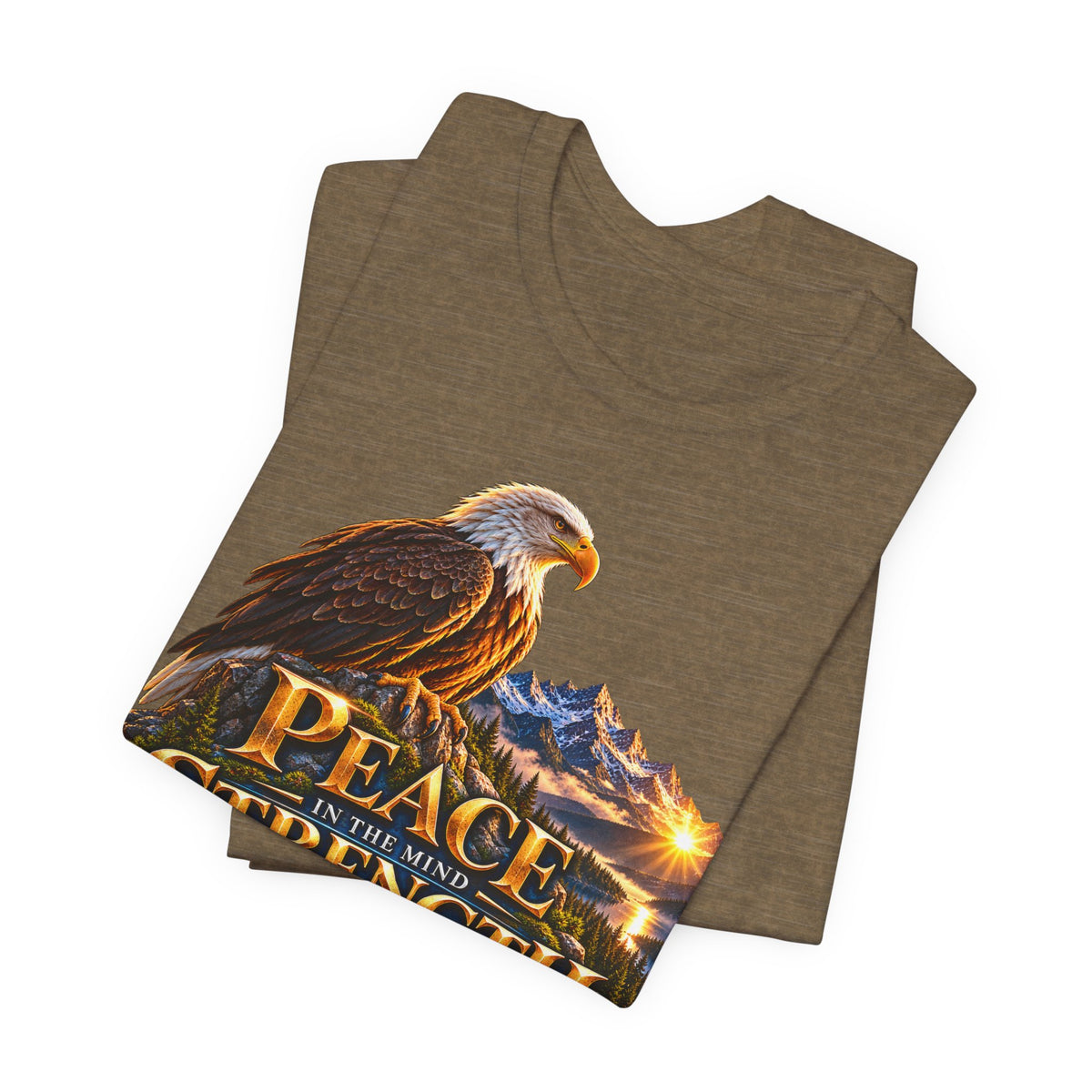 Eagle Mountain Sunrise T‑Shirt — "Peace Strength Freedom" Patriotic Tee