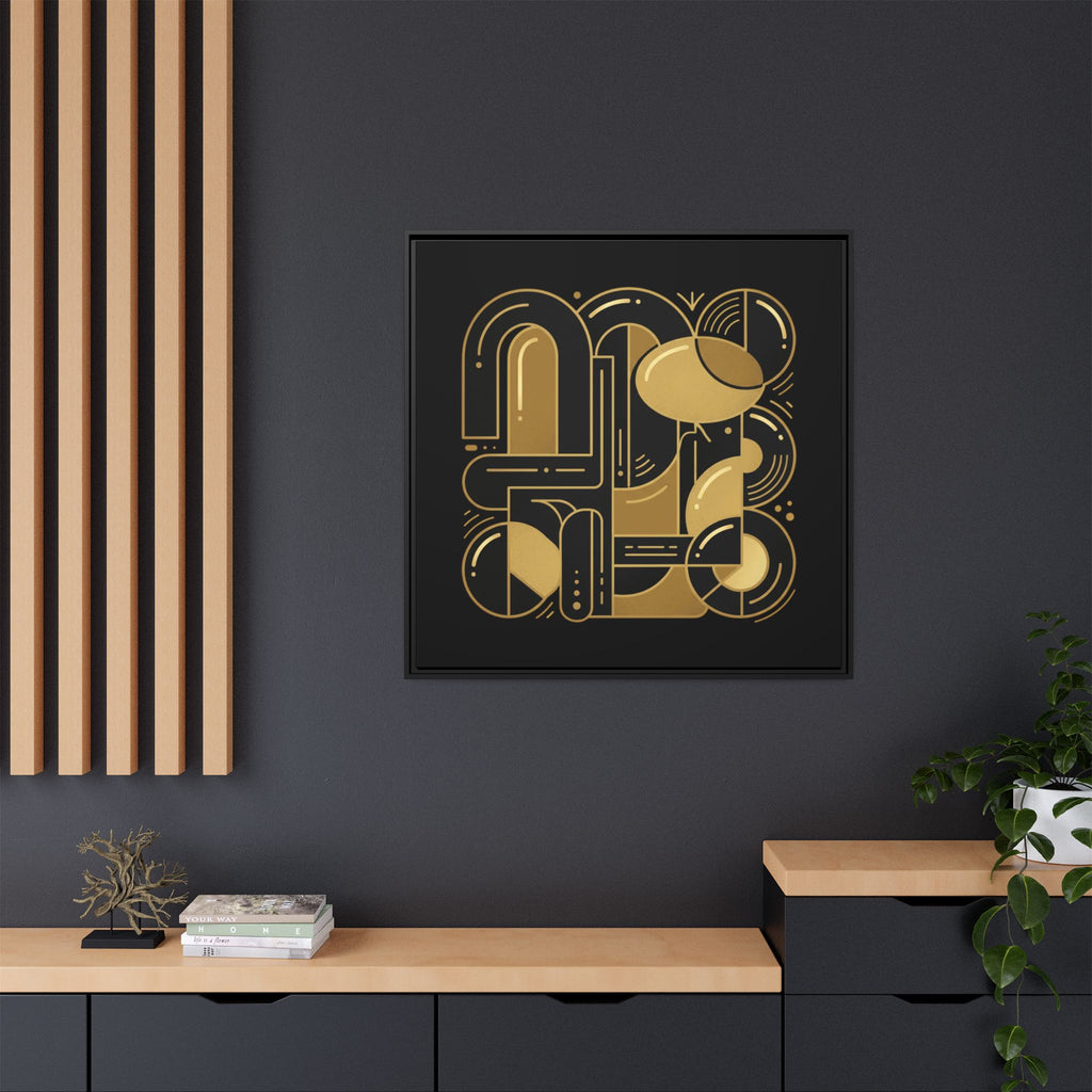 Gold Geometric Art Print — Framed Matte Canvas