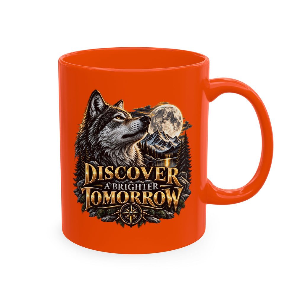 Discover Tomorrow Ceramic Mug — Howling Wolf & Moon Coffee Cup