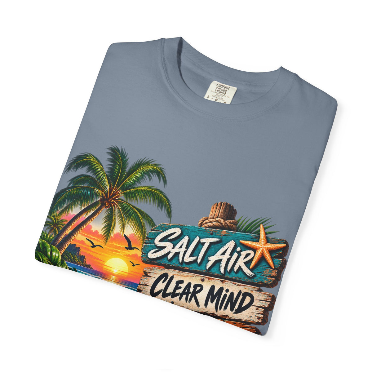 Salt Air, Clear Mind T-Shirt — Tropical Sunset Beach Graphic Tee