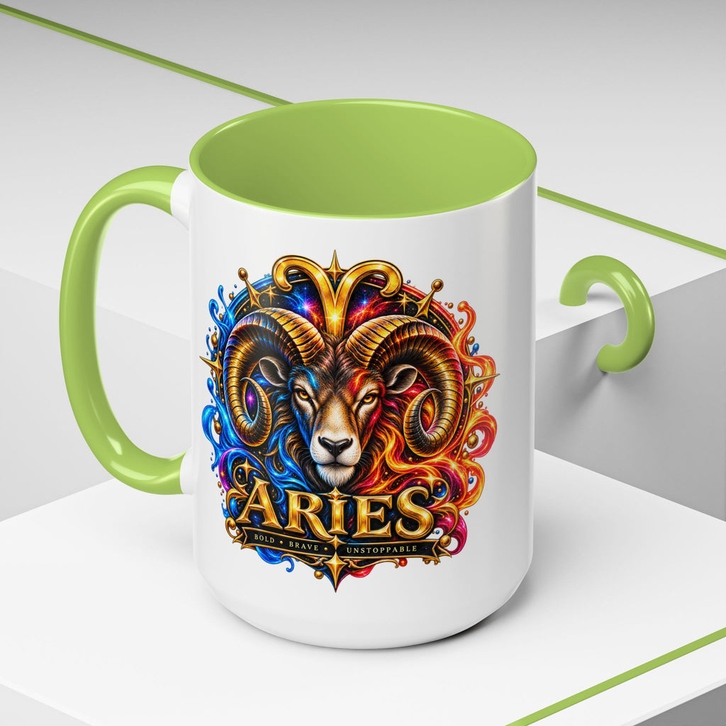 Aries Zodiac Coffee Mug — Colorful Ram Astrology Accent Mug (11/15oz)