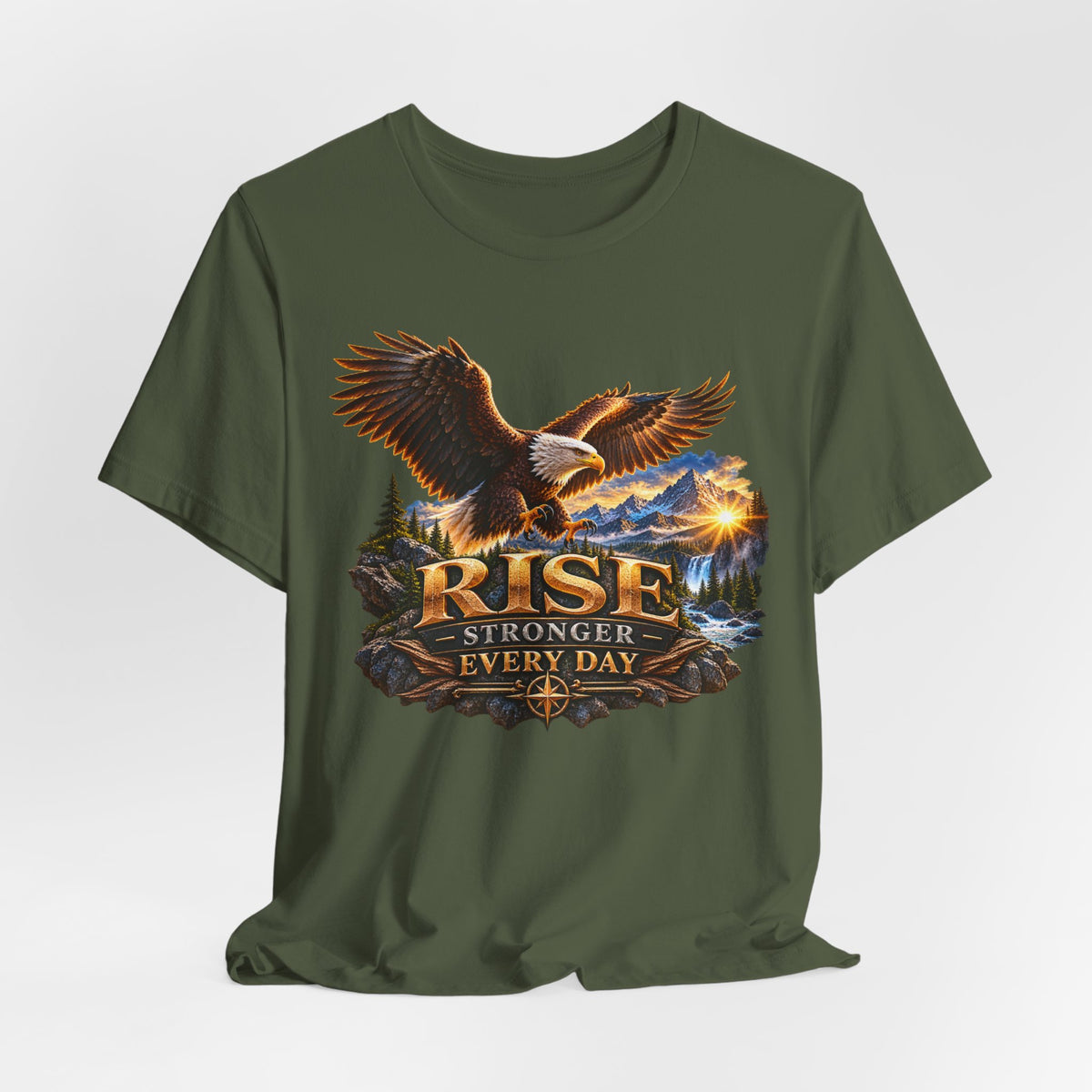 Rise Stronger Every Day Eagle T-Shirt — Inspirational Outdoors Graphic Tee