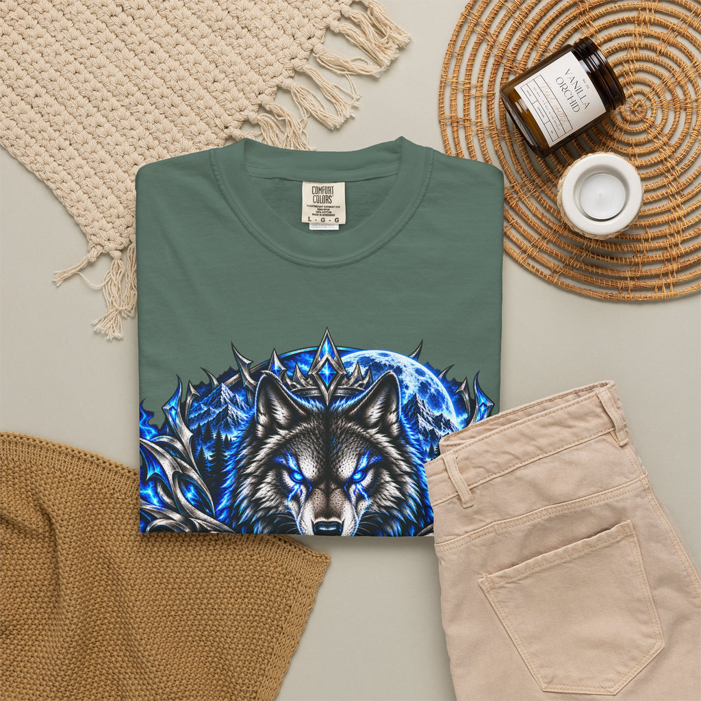 Conqueror Wolf Graphic T-Shirt — Fierce Blue Wolf Design