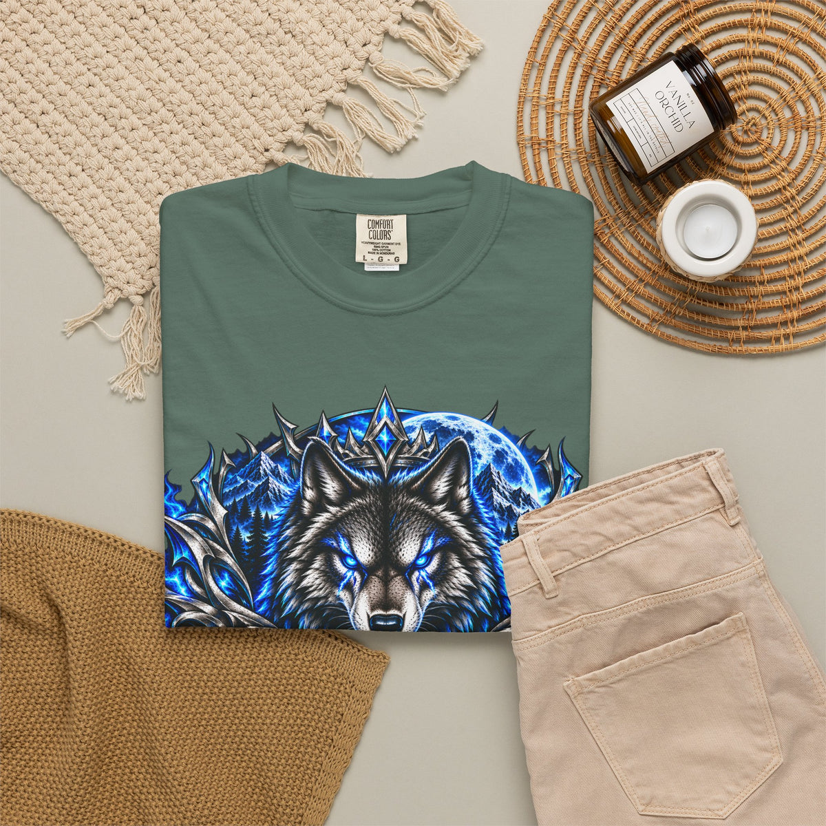 Conqueror Wolf Graphic T-Shirt — Fierce Blue Wolf Design