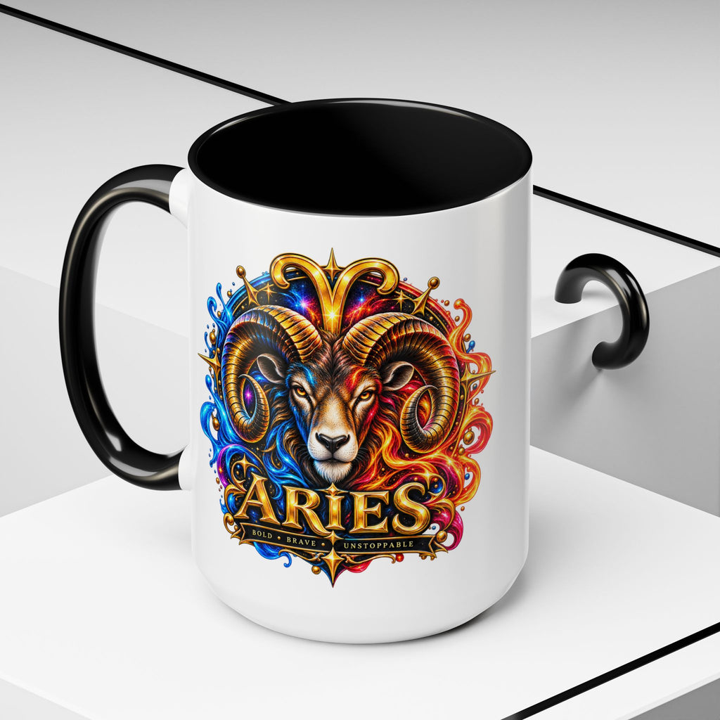 Aries Zodiac Coffee Mug — Colorful Ram Astrology Accent Mug (11/15oz)