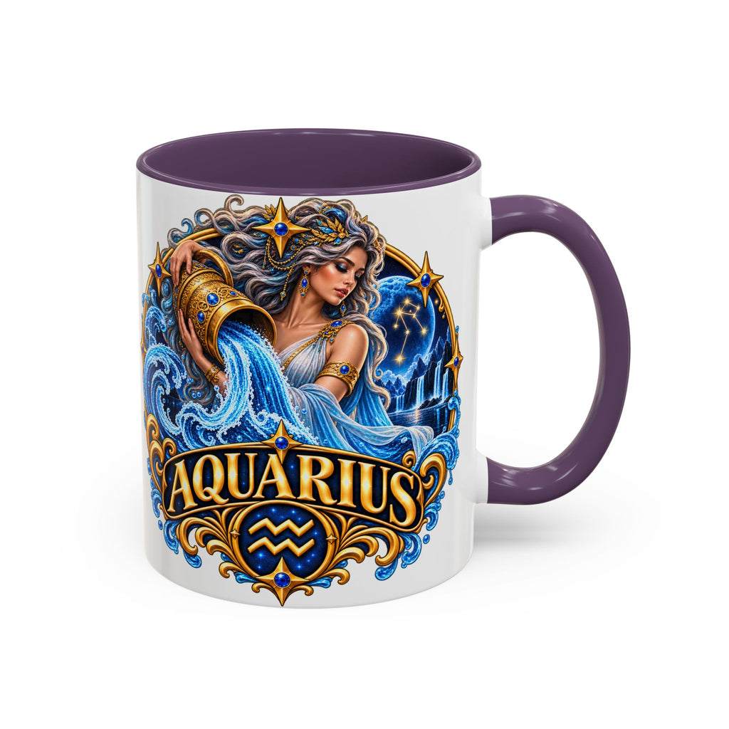 Aquarius Zodiac Coffee Mug — Illustrated Water Bearer Astrology Gift (11/15oz)