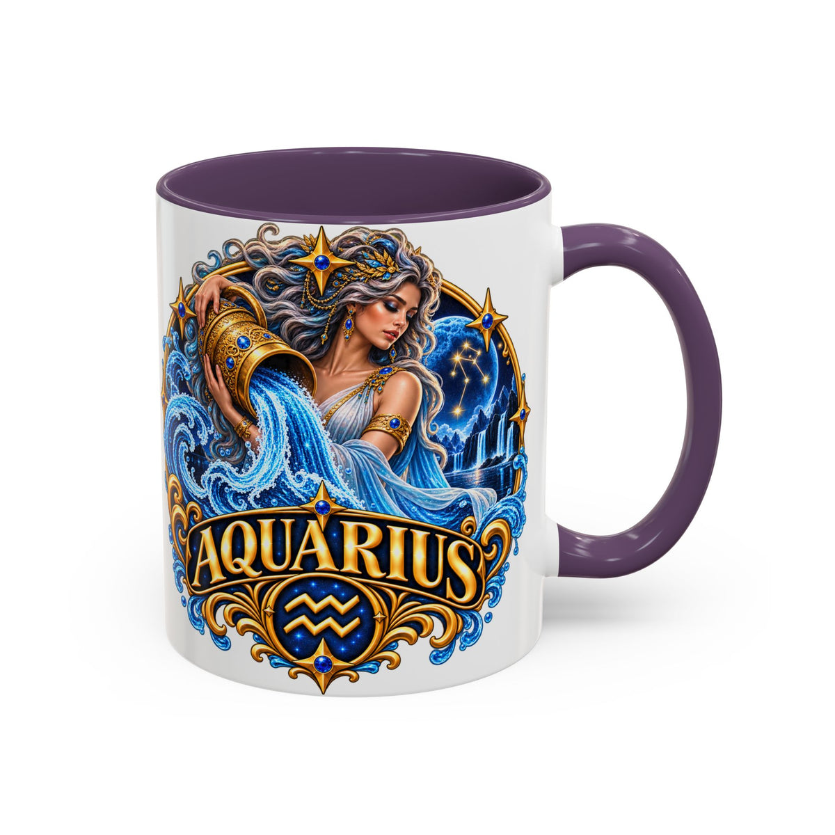 Aquarius Zodiac Coffee Mug — Illustrated Water Bearer Astrology Gift (11/15oz)