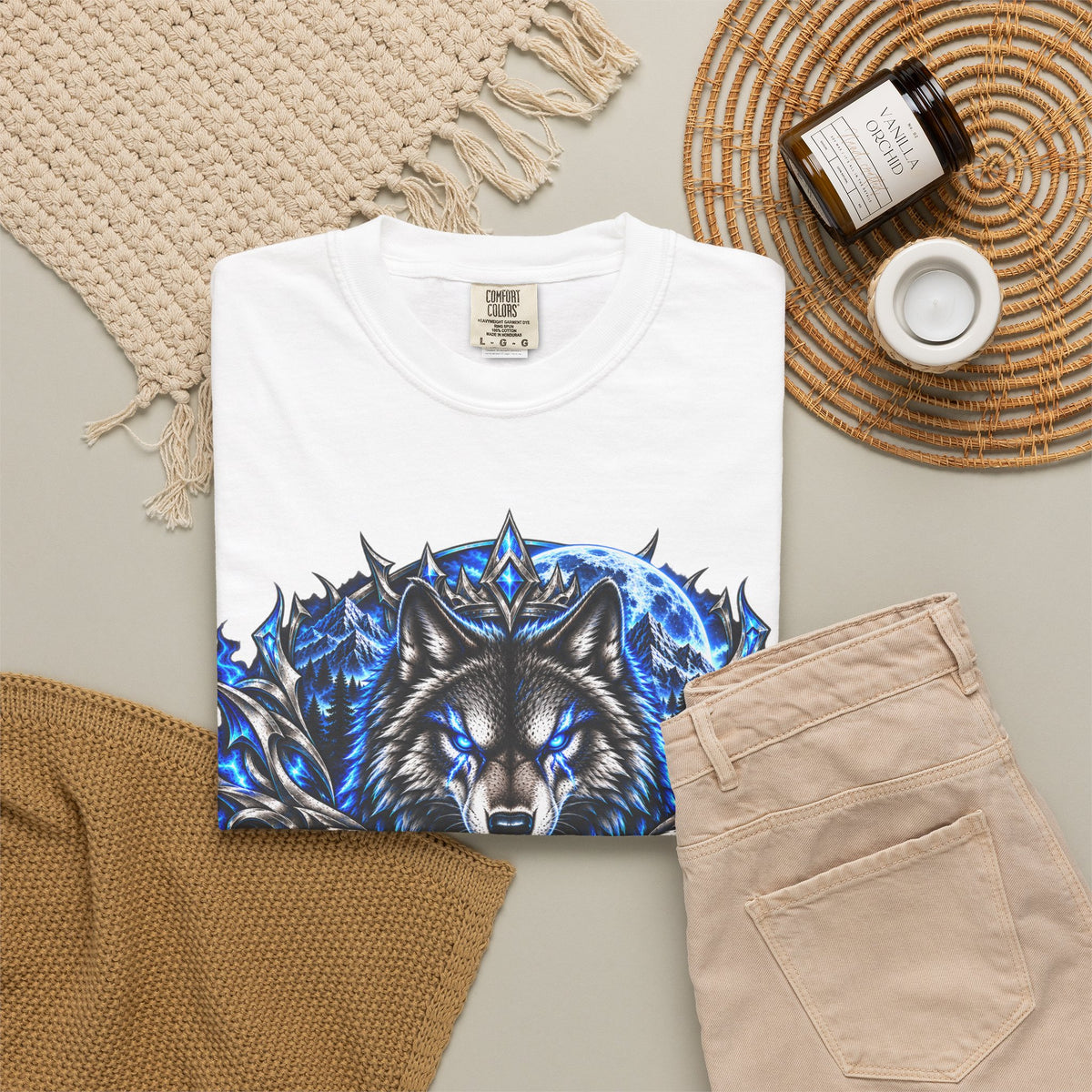 Conqueror Wolf Graphic T-Shirt — Fierce Blue Wolf Design