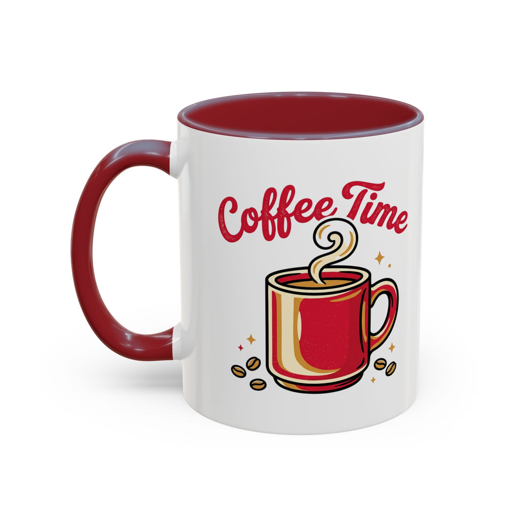Coffee Mug - "Coffee Time" Red Accent Ceramic Mug (11/15oz)