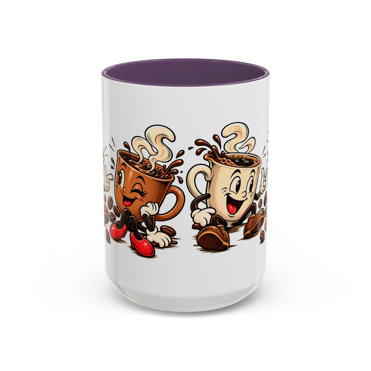 Coffee Cartoon Mug — Cute Dancing Coffee Cups Accent Mug