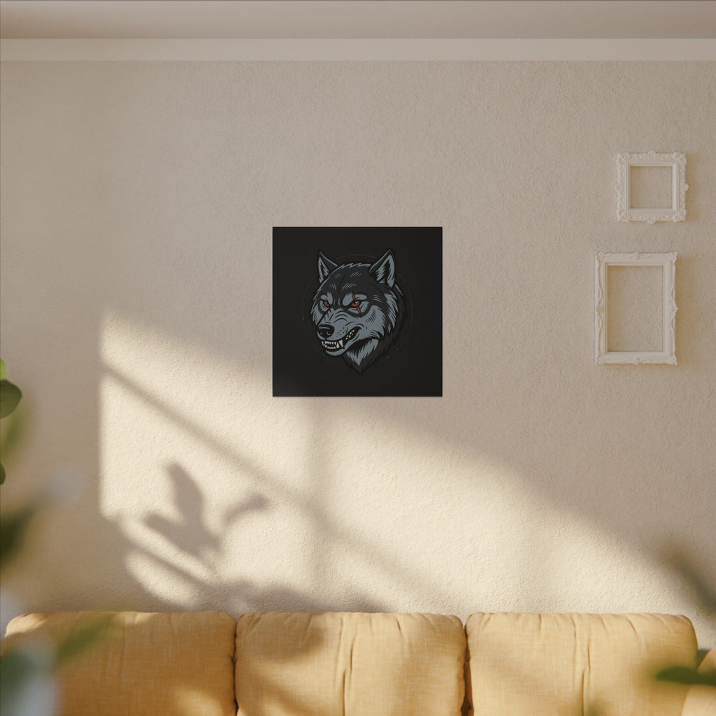 Wolf Head Canvas Wall Art — Fierce Gray Wolf Portrait Matte Stretched