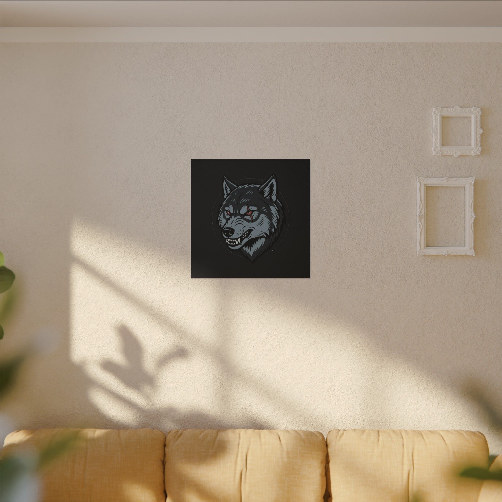Wolf Head Canvas Wall Art — Fierce Gray Wolf Portrait Matte Stretched