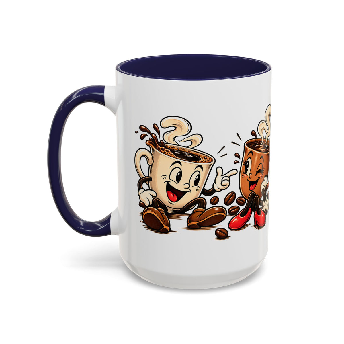 Coffee Cartoon Mug — Cute Dancing Coffee Cups Accent Mug