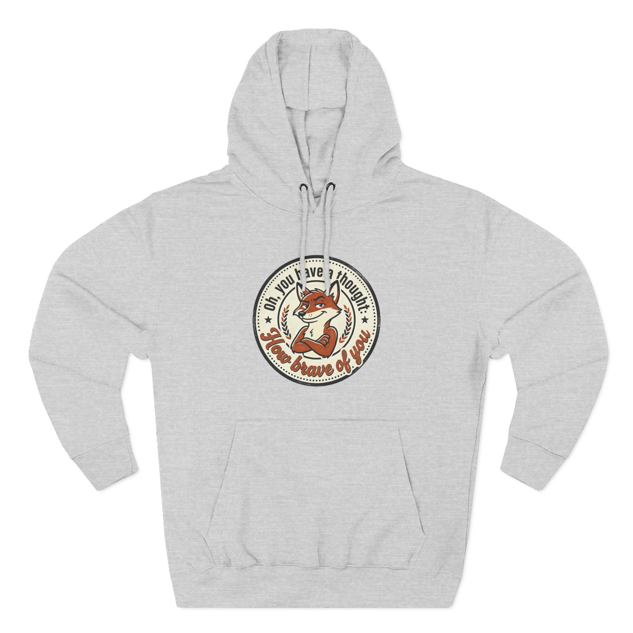 Fox Badge Hoodie — "Be Brave & Kind" Retro Emblem Fleece Hoodie