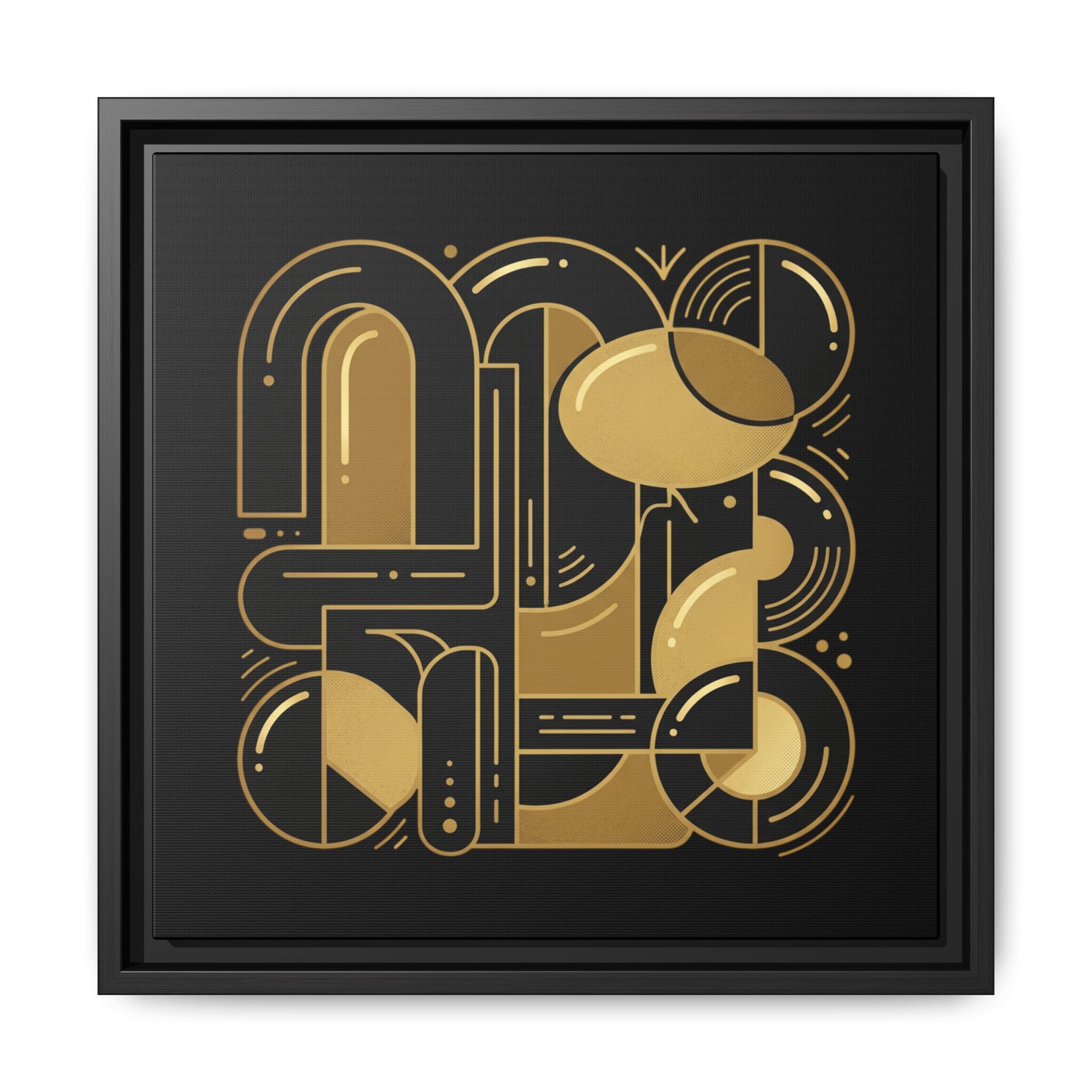 Gold Geometric Art Print — Framed Matte Canvas