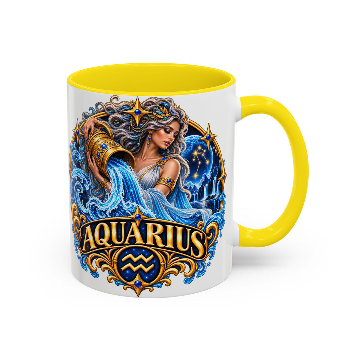 Aquarius Zodiac Coffee Mug — Illustrated Water Bearer Astrology Gift (11/15oz)