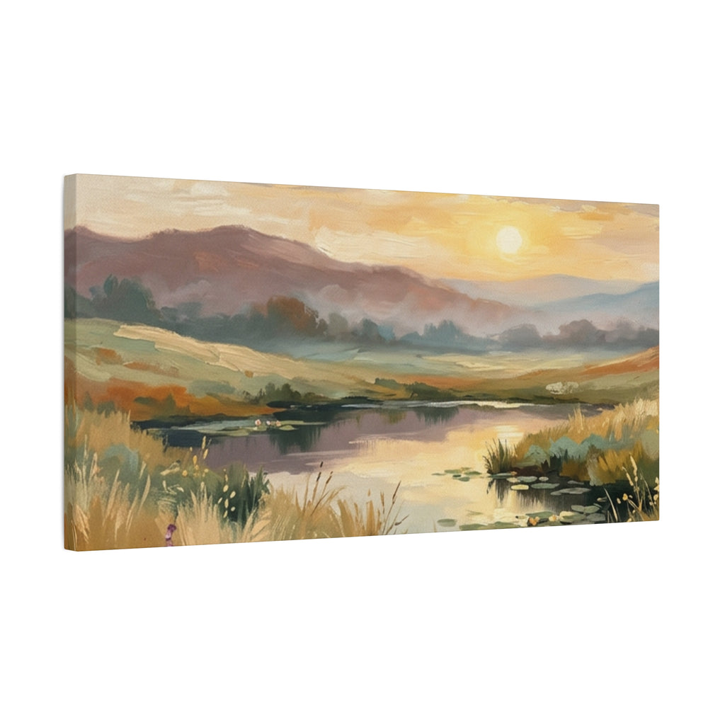 Sunset Meadow Canvas Wall Art — Stretched Matte Landscape Print