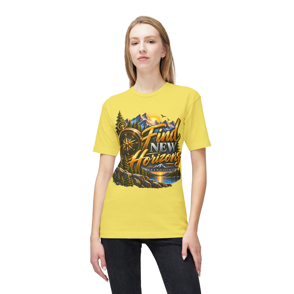 Find New Horizons T-Shirt — Adventure Compass Mountain Graphic Tee