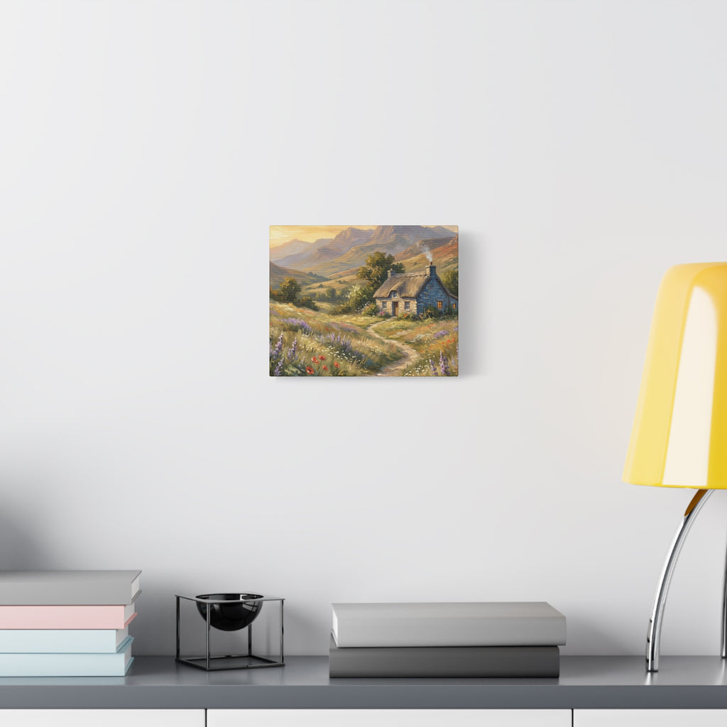 Countryside Cottage Canvas Wall Art — Tranquil Rustic Landscape Print