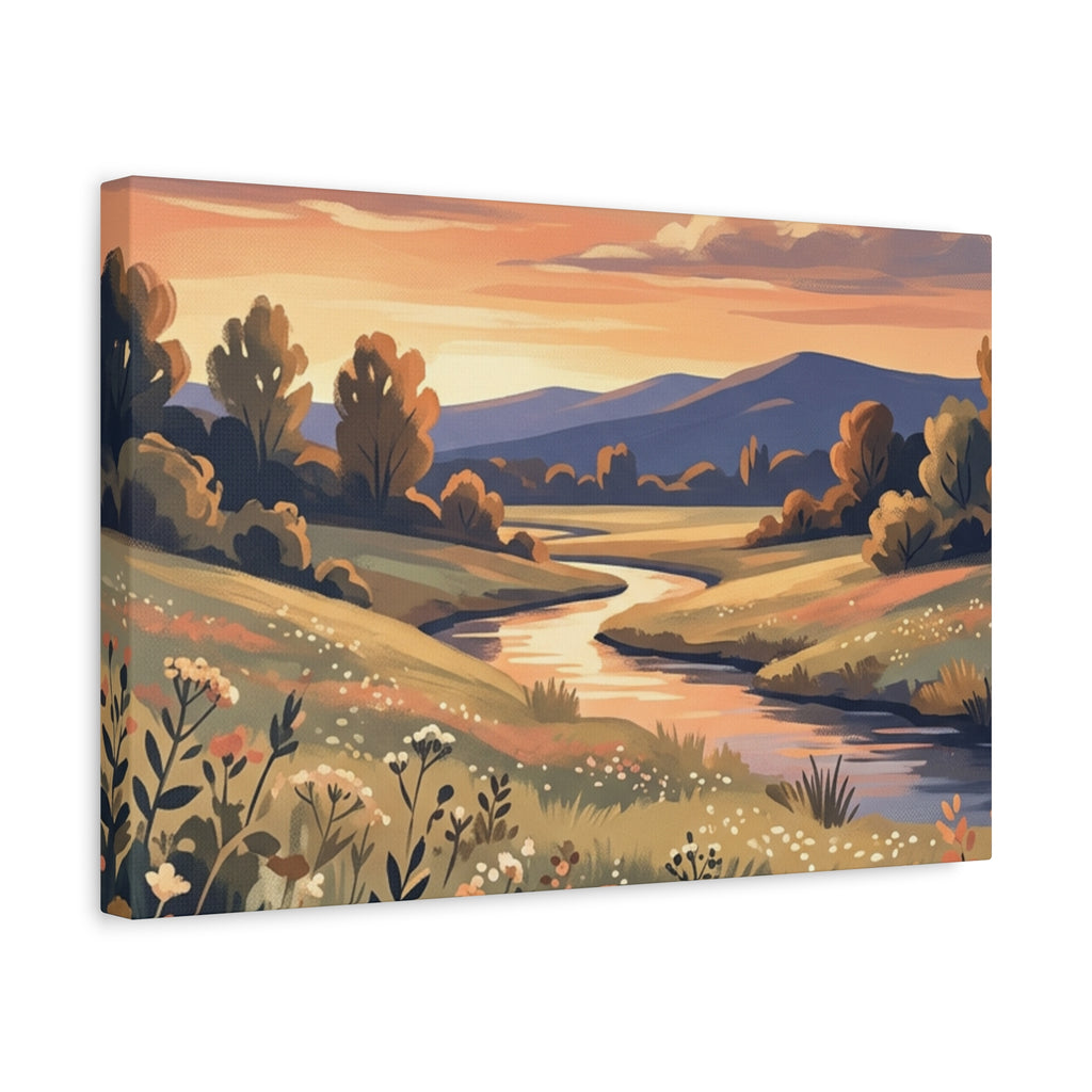 Sunset Meadow Canvas Wall Art