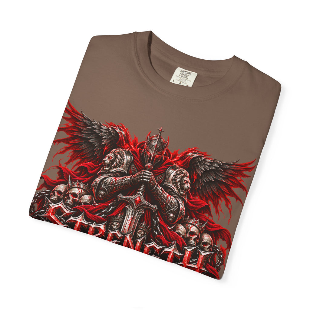 Strength Warrior T-Shirt — Gothic Skull Wings Graphic Tee
