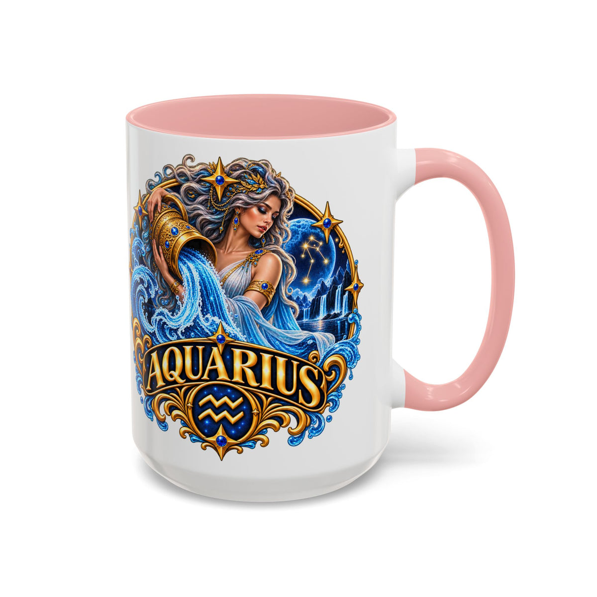 Aquarius Zodiac Coffee Mug — Illustrated Water Bearer Astrology Gift (11/15oz)