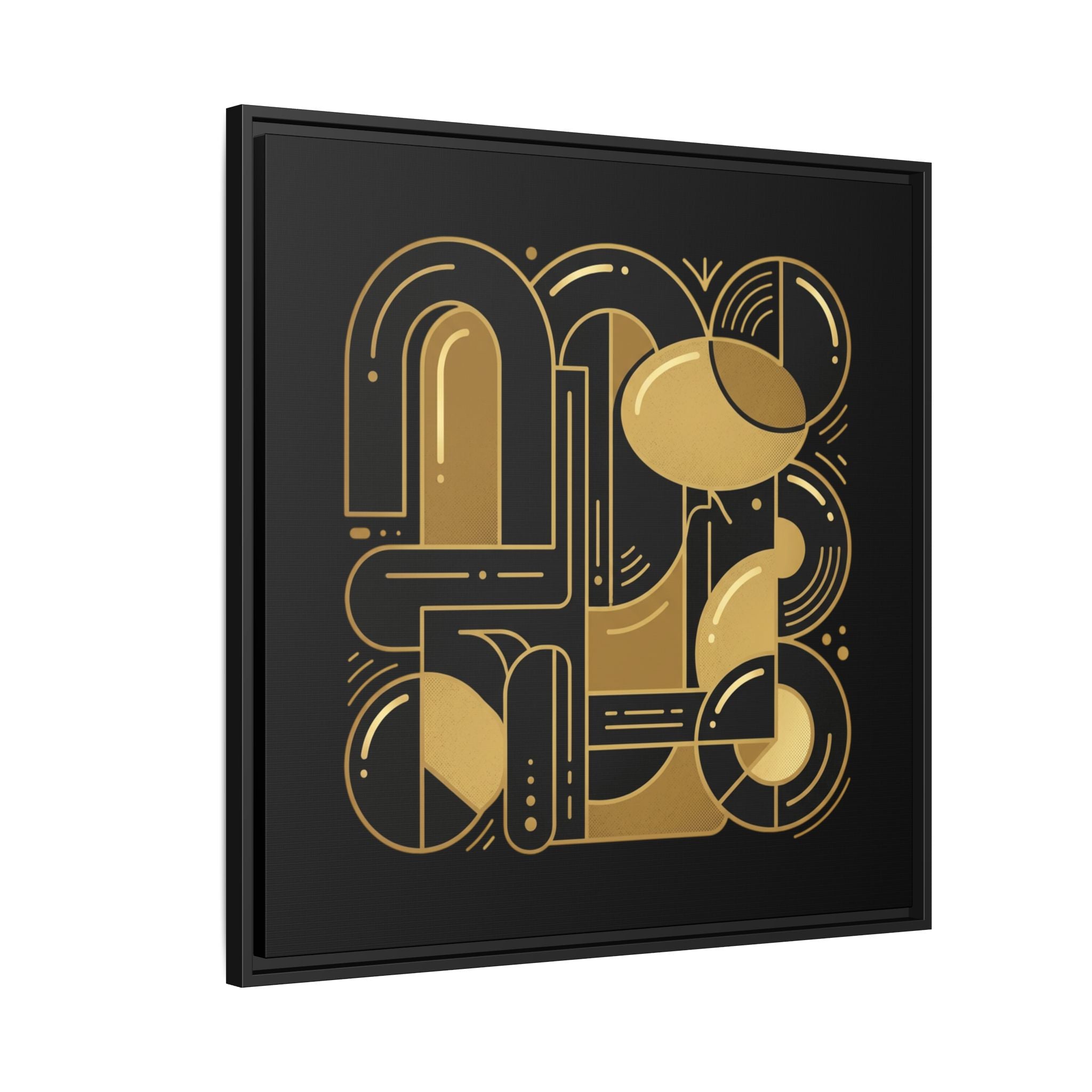 Gold Geometric Art Print — Framed Matte Canvas