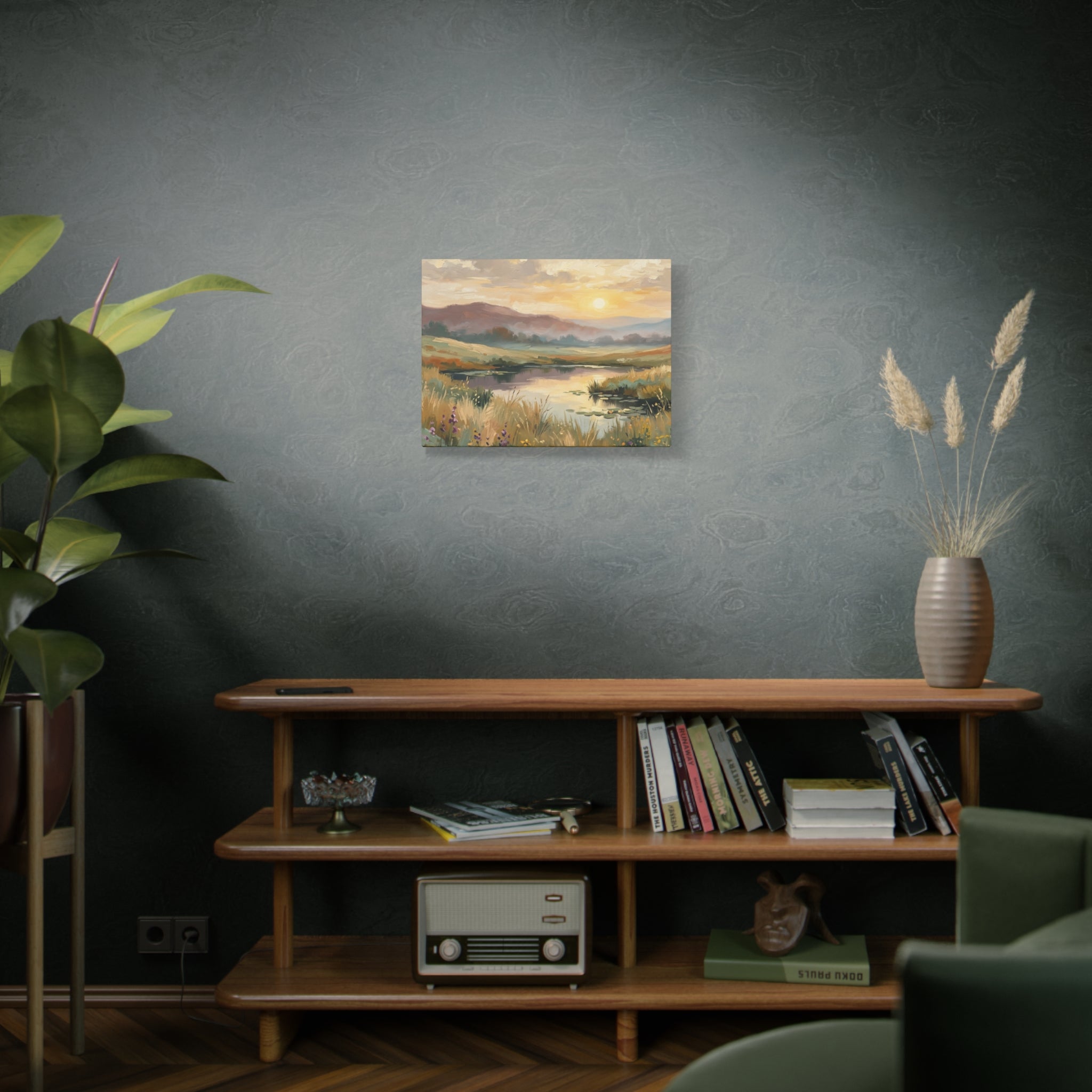 Sunset Meadow Canvas Wall Art — Stretched Matte Landscape Print