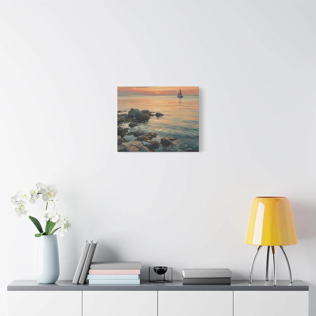 Sunset Sail Canvas Wall Art — Seascape Painting Print