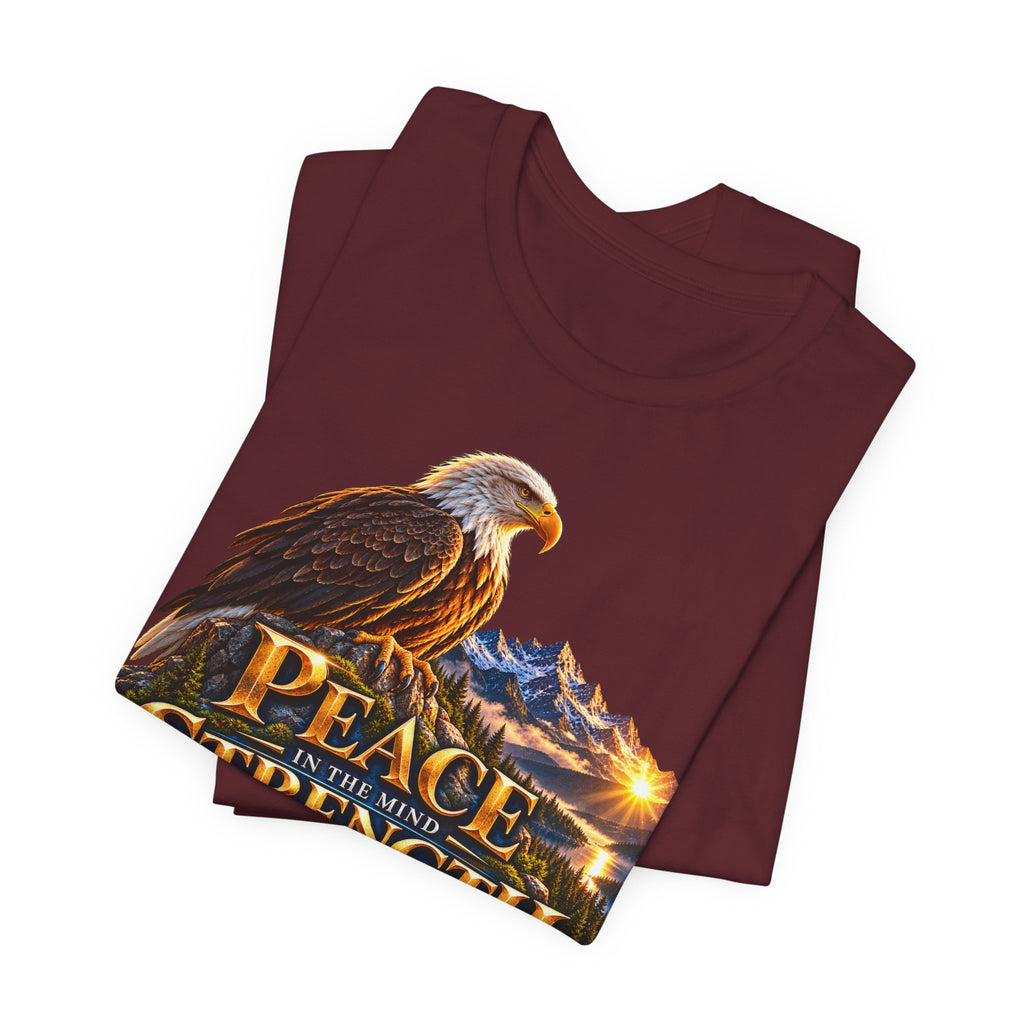 Eagle Mountain Sunrise T‑Shirt — "Peace Strength Freedom" Patriotic Tee