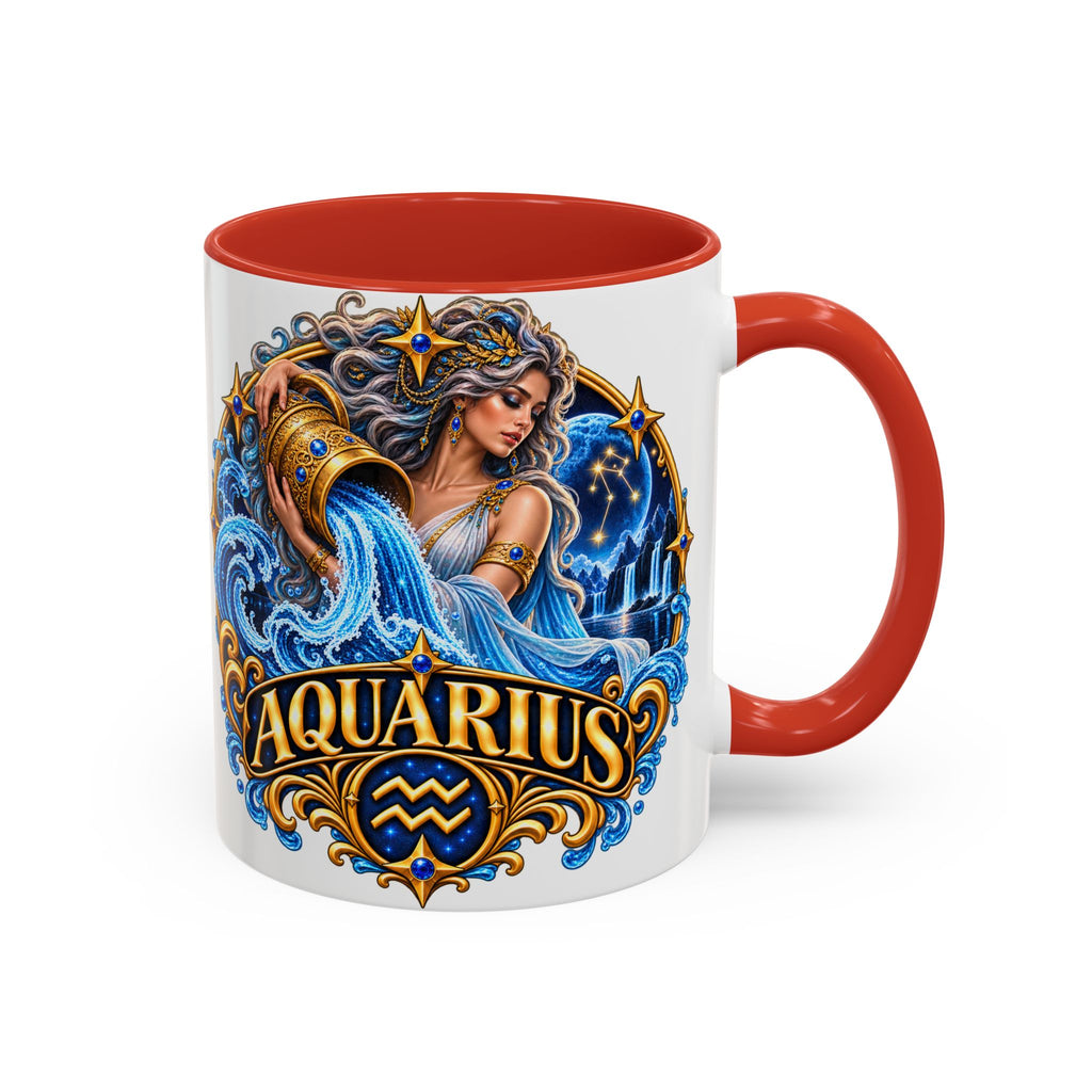 Aquarius Zodiac Coffee Mug — Illustrated Water Bearer Astrology Gift (11/15oz)