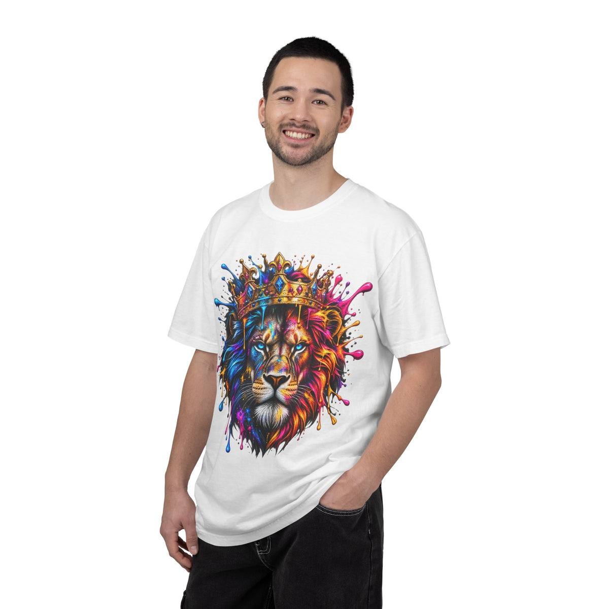 Color Splash Lion Tee — Regal Crown Graphic T-Shirt
